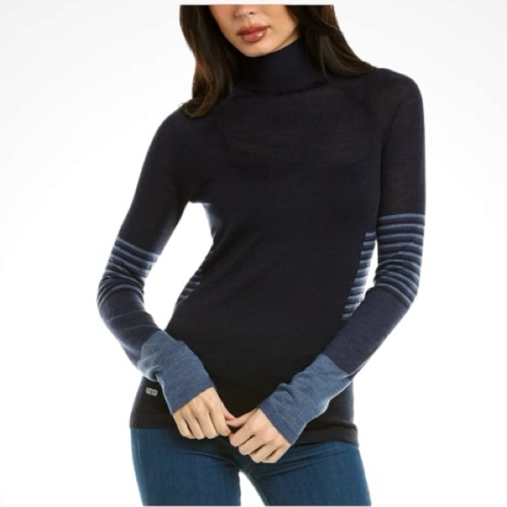 New! L’ETOILE SPORT TURTLENECK WOOL TOP BLUE SWEATER SIZE SMALL